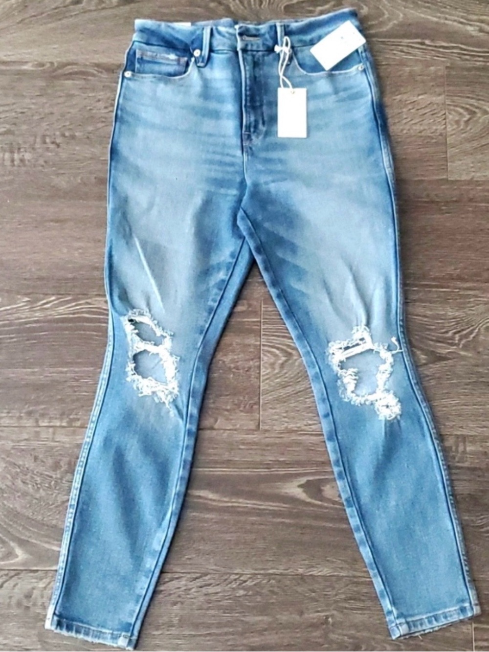 Good American Light Blue Distressed Skinny Jeans